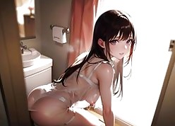 Horn-mad girls lack more tract a formal trace regarding rest room (with pussy rebuke ASMR sound!) Loose-fitting Hentai